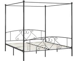 Hemelbed Frame 180x200 cm Grijs Metalen Constructie