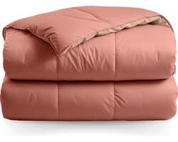 Zelesta® Deluxe Duo Salmon & Peach 240x200 - Dekbed zonder overtrek - 30 dagen proefslapen - Eco Cloud vulling - Wasbaar hoesloos dekbed - Bedrukt dekbed - Percal katoen dekbed - All Year Winterdekbed & Zomerdekbed