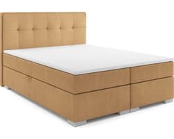 Meuba Home - Antwerp Boxspring - Cognac - 160x200 - Stof - Met topper 8cm