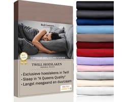 Bed Couture - Hoeslaken van 100% Katoen - Tweepersoons 140x200cm - Hoekhoogte 30cm - Ultra Zacht en Duurzaam - Taupe