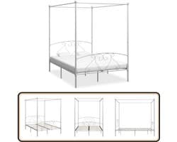 vidaXL Hemelbedframe - Wit - 160x200 cm - Metaal Hemelbed - Metalen Bed Frame - Tweepersoonsbed - Wit Bed - Slaapcomfort