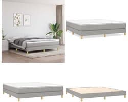 vidaXL Boxspring met matras stof lichtgrijs 160x200 cm - Boxspring - Boxsprings - Bed - Slaapmeubel