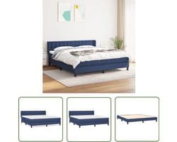 vidaXL Boxspring Blauw 180x200 cm met Matras Boxspringbed - Boxspring - Bed - Slaapcomfort - Tweepersoonsbed