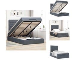 vidaXL Ottomaanse Bed - Ottomaanse Bedden - Bedframe - Bedframe Met Opbergruimte - Ottoman bed met matrassen 120x200cm fluweel donkergrijs