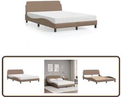 vidaXL Bed met matras kunstleer cappuccinokleurig 120x200 cm