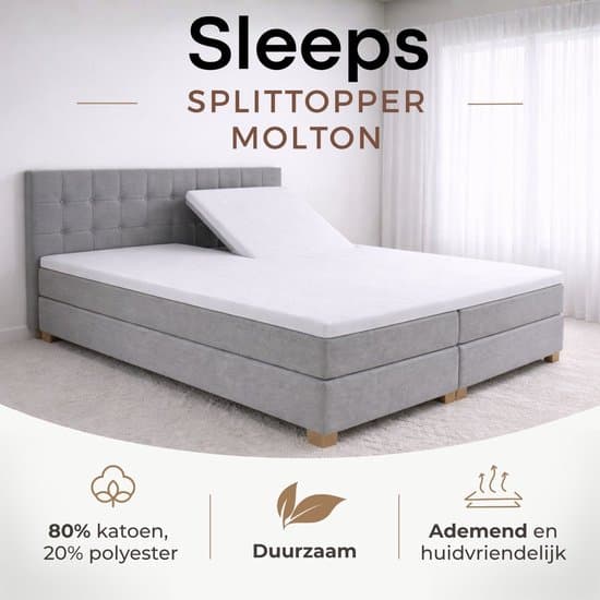 Sleeps Splittopper Molton Hoeslaken Stretch - 140x220 cm - Matrasbeschermer - Split Enkel