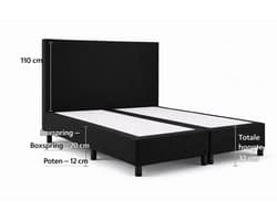 Boxspring Ayla Royal - 140x200 Zonder matras - Zwart Glad - Ayla Matrassen - 2 persoons
