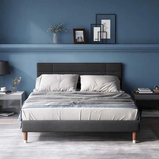 Bed met Lattenbodem - Textiel Bedframe - Slaapkamer Inrichten - Hoge Kwaliteit - 140x200 cm - Donkergrijs