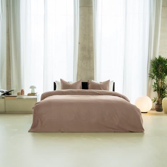 Kayori Saya Dekbedovertrek Katoensatijn - 200x200-220 + 2 slopen - Tweepersoons - Biologisch Katoen - Mokka