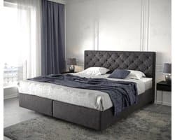 Bed Dream-Great 180x200 cm zwart met matras en topper Boxspringbed
