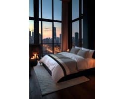 Heckettlane Dekbedovertrek Katoen Satijn Carter - Natural - 100% Katoen-Satijn - Dekbedovertrek 200x200/220cm - Tweepersoons - Chicago