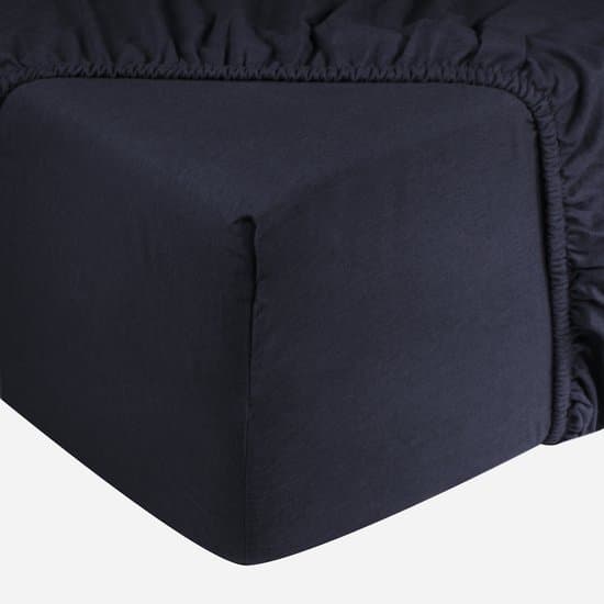 DoubleDry Jersey Stretch Hoeslaken - 100% Katoen - Tweepersoons 140x200 cm - 25cm Matrasdikte - Rondom Elastiek - Navy