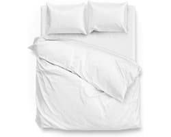 Zohome Dekbedovertrek Satinado - Effen Bedlinnen - 260x220 - Wit - Dekbedhoes van 100% Katoen-Satijn