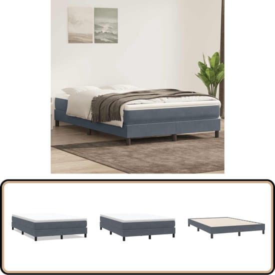 vidaXL Boxspring zonder matras fluweel donkergrijs 140x220 cm