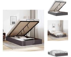 vidaXL Ottomaanse Bedframe - Ottomaanse Bedframes - Bedframe - Bedframe Met Opbergruimte - Bedframe zonder matras 120x200 cm kunstleer grijs