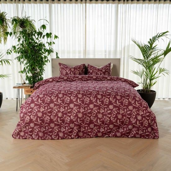 Kayori Ana Dekbedovertrek Katoen - 200x200-220 + 2 slopen - Tweepersoons - Uniek Dessin - Rood