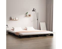 Tweepersoonsbed | Dubbelbed | Volwassenenbed | Palletbed massief grenenhout zwart 120x190 cm