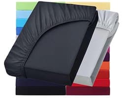 Set van 2 hoeslakens voor waterbed en boxspring - 200 x 220 cm - 100% katoen - Zwart & Zilver