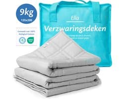 Ella Verzwaringsdeken 9 kg - OEKO-TEX Katoen Zwaartedeken 135 x 200cm - Weighted Blanket - Verzwaarde Deken - Grijs
