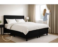 Boxspring SleepEase - 180x220 Compleet - Zwart Glad - Golden Matrassen Zeeland