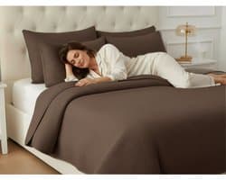 Bedsupplies - Lazy Dekbed - Dekbed Zonder Overtrek - Mousseline - Katoen - 200x200 - Inclusief Kussnslopen - Donker Taupe