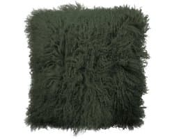 Van Buren - Tibetaans schapenvacht kussen - Groen 45x45cm - 100% echt schapenvacht