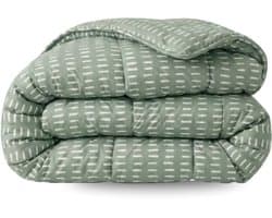 Zelesta Comfort Design Olive Stitches 200x200 - Dekbed zonder overtrek - Wasbaar dekbed - Hoesloos dekbed - 2 in 1 Dekbed met vaste overtrek