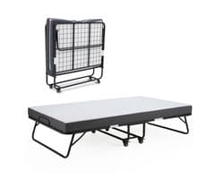 Logeerbed 120×200 met Matras - Vouwbed - Luxe - Tot 250 kg - Zwart - Bodo