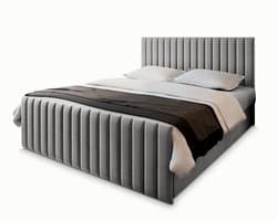 Boxspring ARION 140x200 cm met matras en topper, bedkasten - Lichtgrijs