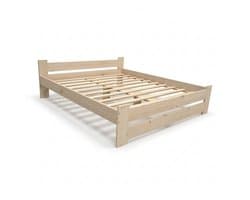 Houten Twijfelaar Bed 140x200 cm - Inclusief Lattenbodem - Massief Grenen - Naturel Onbehandeld