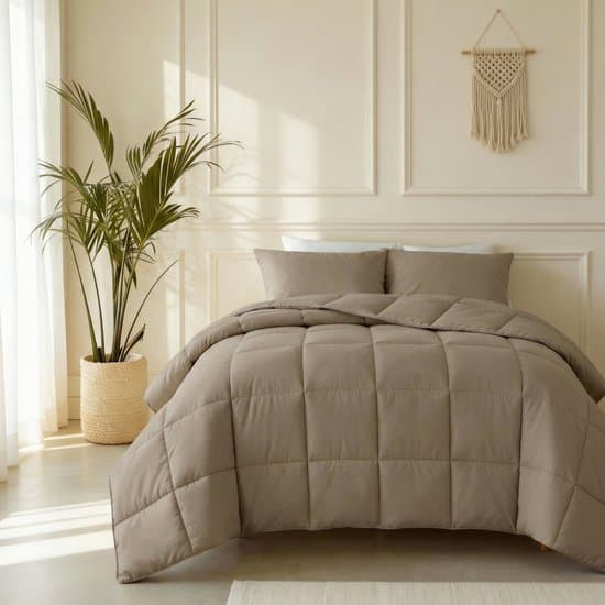 Sleeptime 2 in 1 Dekbed zonder Overtrek - Wasbaar Dekbed - Percale - Taupe - 240 x 220