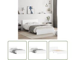 vidaXL Houten Bed Frame - Wit Bed Frame - Bedframe met hoofdeinde wit 120x200 cm - Bed Frame 120x200 - Slaapcomfort - Modern Bed Frame