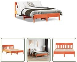 vidaXL Bedframe zonder matras massief grenenhout wasbruin 140x200 cm