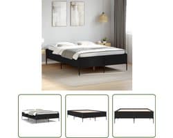 vidaXL Houten Bed - Bed Frame - Bedframe bewerkt hout metaal zwart 120x200 cm - Zwart Bed - Tweepersoonsbed - King Size Bed