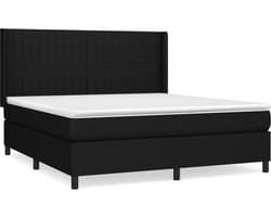 vidaXL - Boxspring - met - matras - stof - zwart - 180x200 - cm