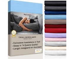 Bed Couture - Hoeslaken van 100% Katoen - Tweepersoons 140x200cm - Hoekhoogte 30cm - Ultra Zacht en Duurzaam - Hemelsblauw