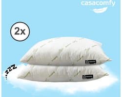 Hoofdkussen , Ergonomisch, Orthopedisch, Bamboe Bliss,Nekklachten, 60x70 cm, 2 stuks , duo pack, Geschikt voor rug-, zij- en buikslapers, Origineel Bamboe