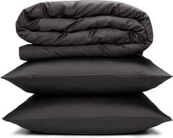 Yodormi - Dekbedovertrek - 100% biologisch katoen - Satijnweving - Premium enkeldraads - Knoopsluiting - Antraciet - 200x220