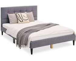 Homestyle4u Twijfelaarbedden - 120x200 cm - Gestoffeerd bed - Tweepersoonsbed - Grijs