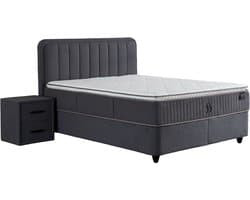BSS Bedding Leobedd- Boxspring - Boxspring met Opbergruimte - 140x200 - Donker Grijs