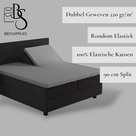 Bedsupplies - Luxe Dubbel Geweven Jersey Splittopper Hoeslaken - 160x200/220 - Grijs