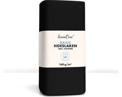 Loom One Hoeslaken – 100% Jersey Katoen – 140x200 cm – tot 25cm matrasdikte– 160 g/m² – Zwart