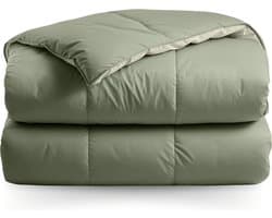 Zelesta® Deluxe Duo Olive & Mint 240x200 - Dekbed zonder overtrek - 30 dagen proefslapen - Eco Cloud vulling - Wasbaar hoesloos dekbed - Bedrukt dekbed - Percal katoen dekbed - All Year Winterdekbed & Zomerdekbed