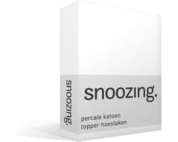 Snoozing - Topper - Hoeslaken - Tweepersoons - 140x200 cm - Percale katoen - Wit