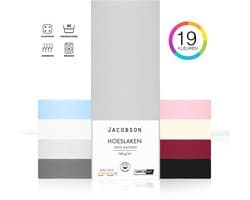 Jacobson - Hoeslaken Topper – 100% Jersey Katoen – 180x200 cm – Grijs
