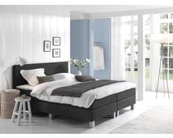 Anno 1588 VEDO Boxspringset - Pocketvering - Luxe Topper - Inclusief Dekbed en Kussens - Zwart Lederlook - 180x200 cm