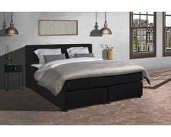 Anno 1588 - Boxspring Amsterdam - Pocketvering - Zwart - 120x200 cm - Inclusief Dekbed en Kussens - Twijfelaar Boxspring