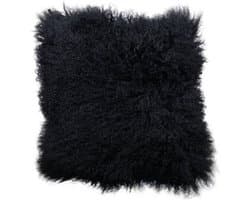 Van Buren - Tibetaans schapenvacht kussen - Zwart 45x45cm - 100% echt schapenvacht