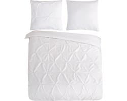 Pure dekbedovertrek luxe stiksel plooien - Lits jumeaux 240x200/220 cm - Wit - Microvezel