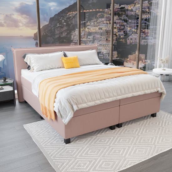Mörgenn Boxspring Capri - Pocketvering Boxen en matrassen - Luxe 12cm topper - Oud Roze - 140x200 cm - Inclusief Dekbed en Kussens